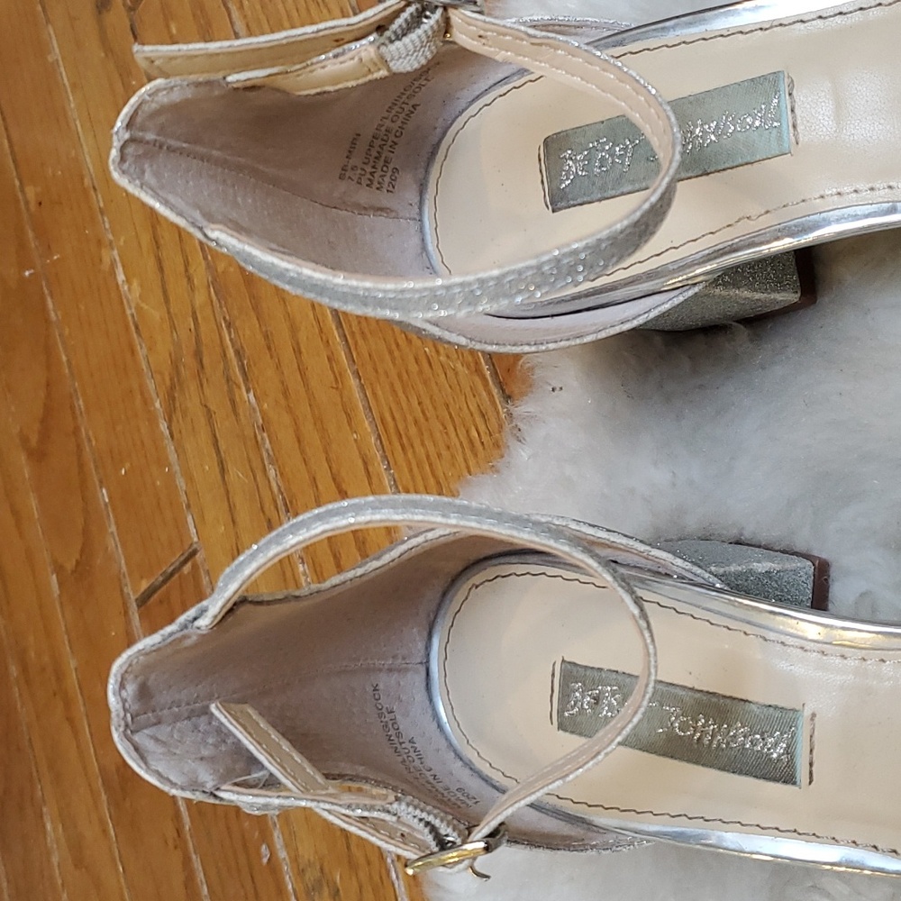 Betsy Johnson Miri Silver Glitter Shimmer Block Heel Evening Sandal Size… - Picture 6 of 7